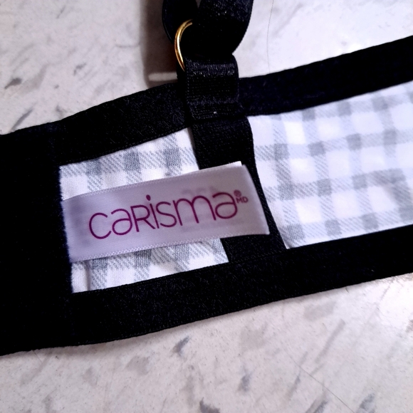 Carisma |Black and White Checkered Lace Bra 42C - Picture 7 of 9